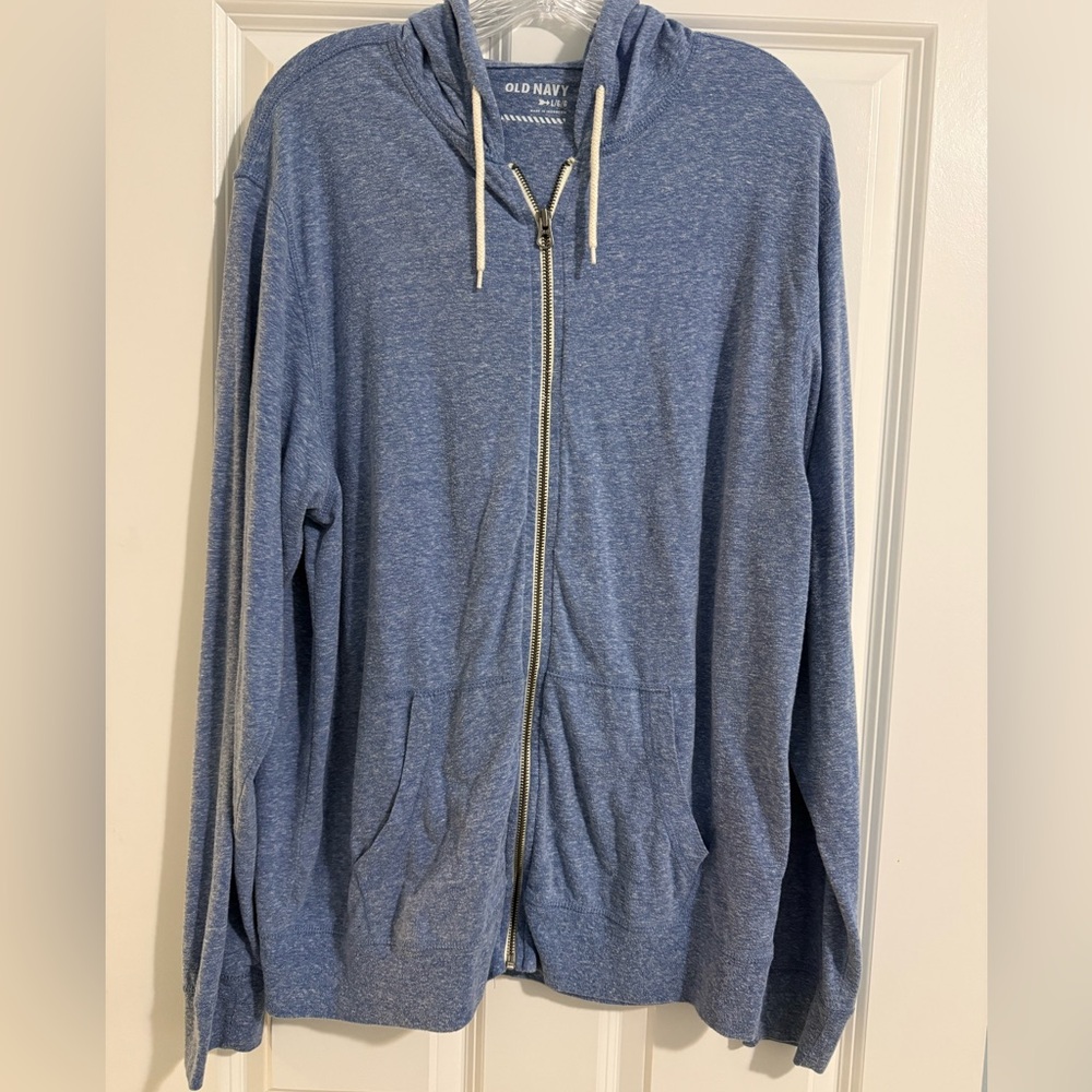 Old Navy Men's Heathered Blue Zip-Up Hoodie